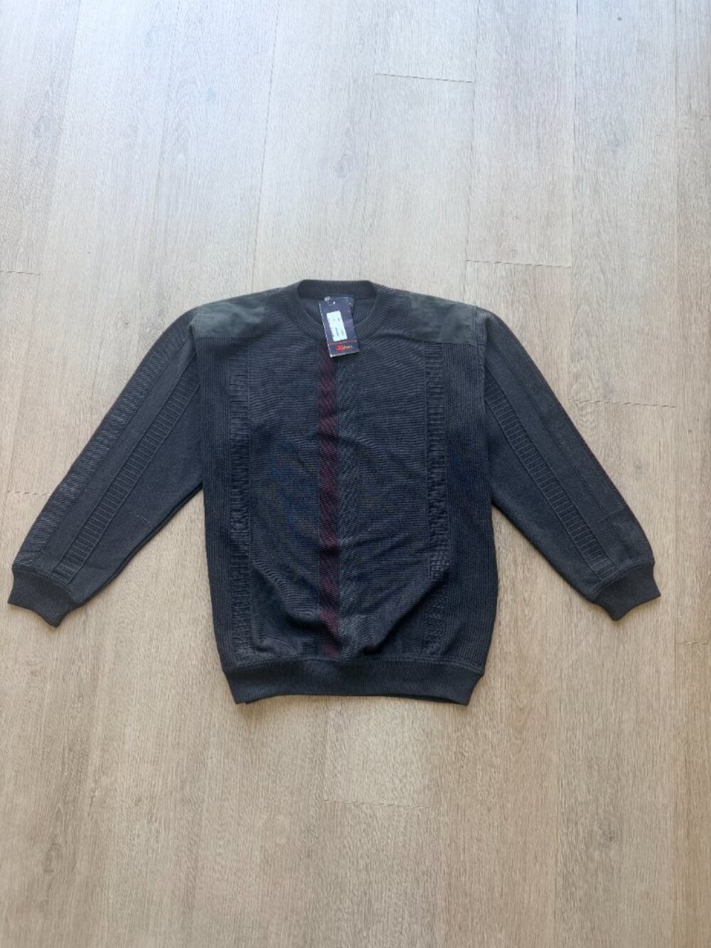Giuliano Tricot Sweater Black Suede Trim Made In Italy Small NWT